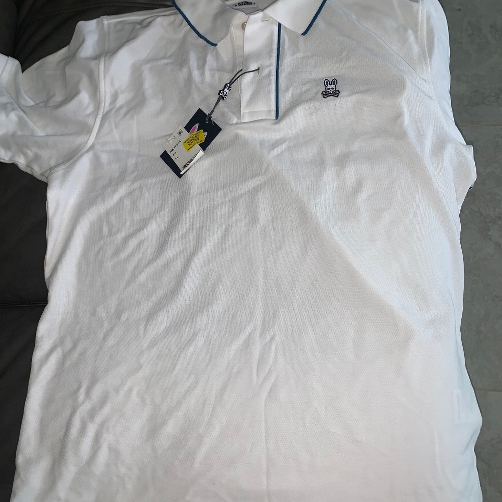 Psycho Bunny Mens  Landon Polo Shirt, White